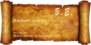 Bacher Ervin névjegykártya